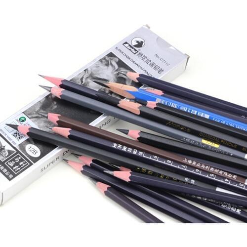 Maries Black Sketch Painting Pencil 2H/HB/B/2B/3B/4B/5B/6B/7B/8B Drwaing Pencil Lapiz Writing Standard Pencil Stationery