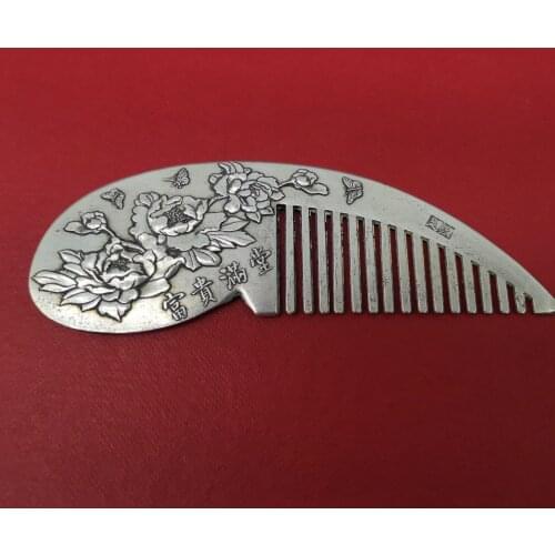 China Tibet Silver Blooming Flowers Copper Comb Exquisite Workmanship Metal Crafts Home Decoration