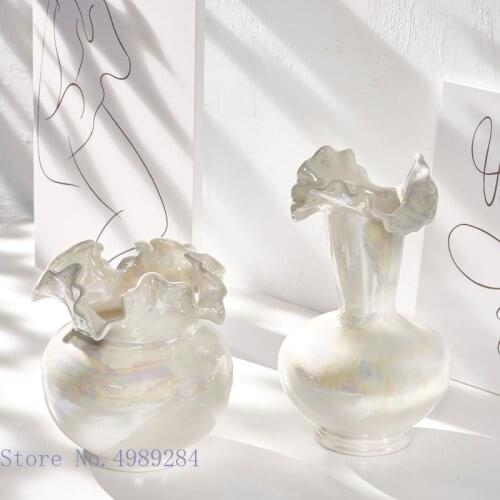 Creative ceramic vase Shell gloss White flower vase Abstract Irregular Flower Arrangement Hydroponics ornaments Home Decoration