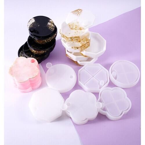 Round Hexagon Rotating Storage Box Silicone Mold Flower Makeup Organizer Jewelry Storage Fashion Make Your Own Box Resin Art
