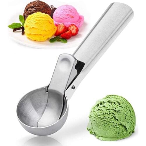 Ice Cream Scoop Smooth Wear-resistant Stainless Steel Non-stick Spring Handle Cookie Spoon for Home