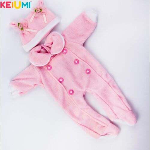 Cute Baby Girl Doll Clothes sets Pink Color Suit for 17 inch Reborn Baby Doll With Hat Clothes Doll Clothes Sets