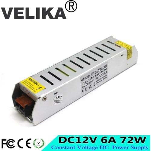 Mini Size 12V 6A 72W Switching Power Supply Led Driver Transformer AC 100-240V Input to DC12V SMPS For Strip Light Lamp CCTV AV