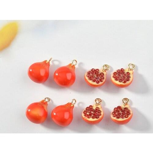 Min order 20pcs/lot color print simulation pomegranate shape resin 3D charms diy jewely earring pendant accessory