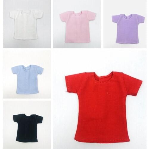 New 1PCS barbies women Clothes Pure Color Short T-shirt white/black/red/pink T-shirt for barbis Dolls Accessories