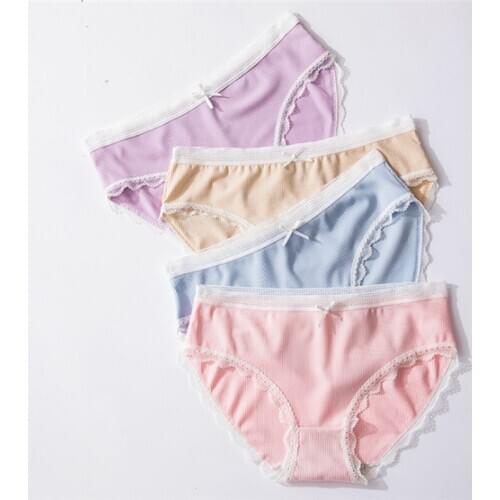 New Arrived 3Pcs/Lot Girl Panties Underwear Lace Briefs Cotton Lingerie Soft Comfortable Bowknot Cartoon Panty Wholesale T1009-3