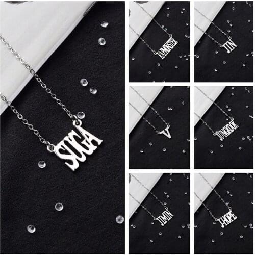 KPOP Necklace Bangtan Boys Letters Pendant Necklace Choker Women Men Accessories Jewelry 2019