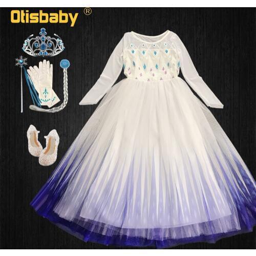 Snow Queen Elsa Dress for Girls Shiny Princess Costume with Cape Summer White Fancy Girl Cosplay Birthday Party Sequins Dress