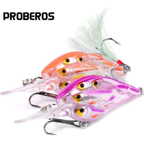 PROBEROS Crankbait Bass Baits 8cm/9.38gg 10cm/12.59g Topwater Artificial Crank Fishing Lure 8 Color 4# Hook Trout Tackle