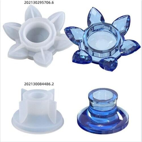 DIY crystal glue dropping mould lotus Candlestick auto decoration silicone mould