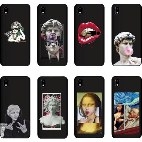 QAQsam Soft TPU Silicone For ZTE Blade A3 2020 Case Back Cover Cartoon Statue Abstract Art Painted Cases