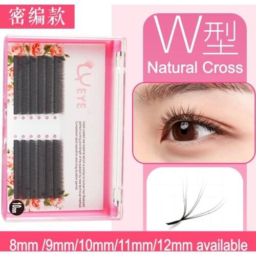 W shaped eyelash extensions three lash tips mink eyelash net crossed individual volume eyelash