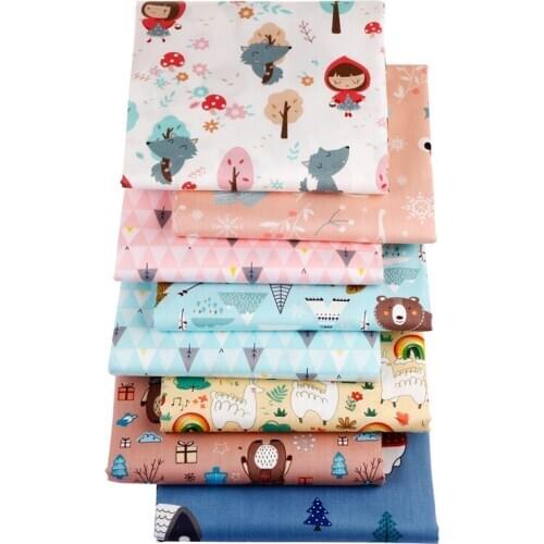 Haisen,8pcs/Lot,Printed Cartoon Twill Cotton Patchwork Fabrics Doll Cloth DIY Handicrafts Sewing Quilt Material For Baby&Child