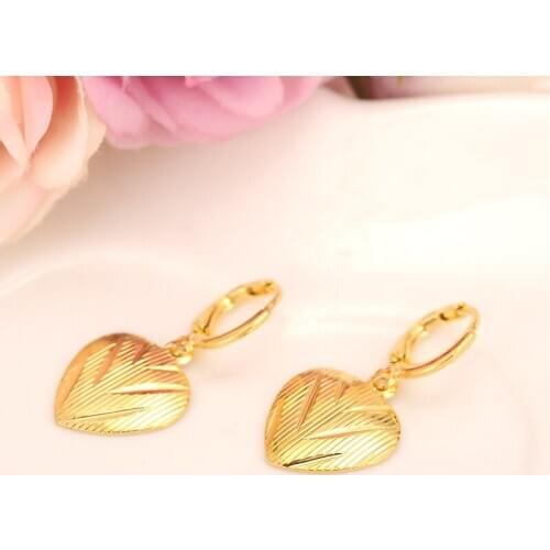 2 pairs love heart drop earring Ethiopian/Nigeria/Kenya /Ghana Gold color Dubai african Arab Middle Eastern Jewelry Mom Gifts