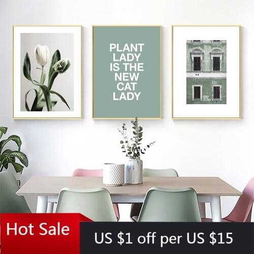 Nordic Plant Poster House and Letter Canvas Painting Simple Poster and Print Wall Decor Art Picture Modern Room Decoration
