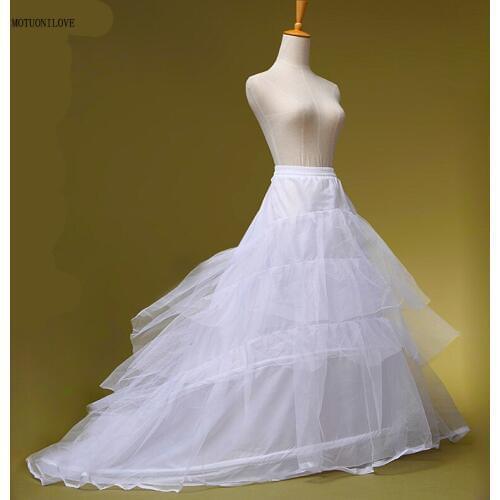 Wedding Petticoats Crinoline Slip Underskirt Bridal Dress Elastic Waist 2 Hoops Vintage Slips For A Line Train Wedding Dress
