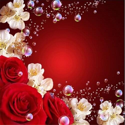 Beibehang Warm red roses wedding Tv background 3d wallpaper mural Customize papel de parede photo roll butterflies wall murals