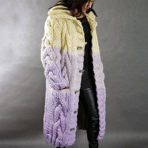 Plus size 4xl 5xl sweater cardigen Autumn winter knitted long sleeve double pocket button up jacket Purple green yellow red 2021