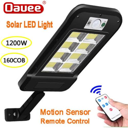 160 Solar LED Street Light Waterproof PIR Motion Sensor Smart Remote Control Lamp 1200W Outdoor Garden Security Wall Light