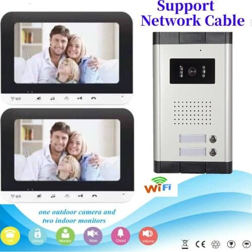 APP Remote Unlock Video Intercom 7 inch Monitor 100M Network Cable WIFI Video Door Phone Doorbell Intercom Home Security System