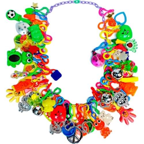 VINTAGE Plastic Charm - 60 Charms 80cm Necklace Retro Fashion cloth Jewellery jewelry Chain Chip Birthday Party Favor 80' x'mas
