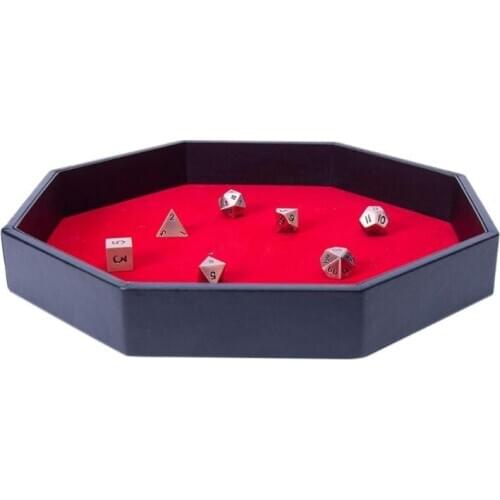 Octagonal Dice Tray PU Leather Dice Storage Box Board Game RPG Desktop Dice Box 11UE
