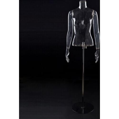 High Quality Plastic Female Half Body Mannequin Upper Body Mannequin Transparent Clear Mannequin Hot Sale