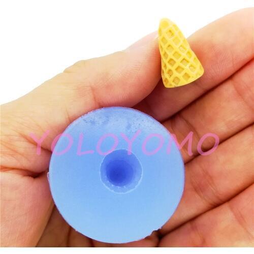 X269YL Small 3D Ice Cream Cone Silicone Mold Fondant Cake Decoration Candy Resin Clay Art Pendant Making Doll House Miniatureswe