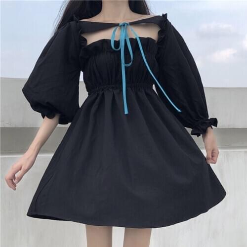 Japanese-Style Bubble Long-Sleeved Waist Hugging Show fairy dress tea party lolita dress sweet lolita doll gothic lolita