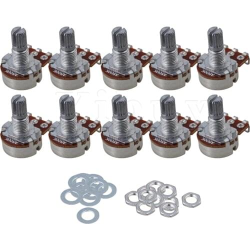 Yibuy 10 x Chrome A500k 15mm Shaft 16mm Base Dia Electric Guitar Potentiometer 1