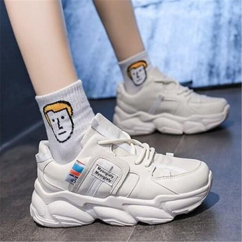 Llogai New Spring Women Shoes Chunky Wedges Sneakers Cute Thick Heel White Casual Shoes Comfortable Light Platform Running Shoes