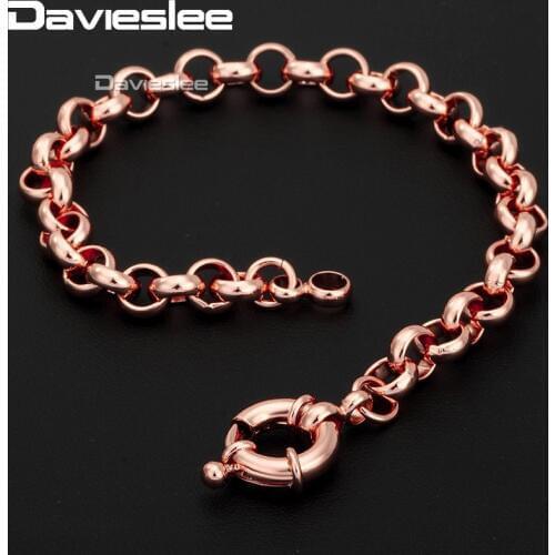585 Rose Gold Filled Womens Bracelet Chain Rolo Link Sailor Clasp 6mm 18cm 20cm 23cm 25cm GB212
