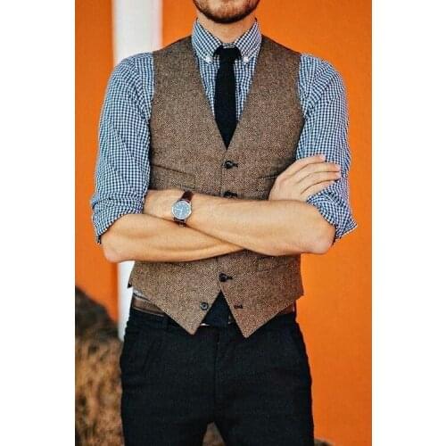 Causal Wool Men Vest Only Single Breasted Slim Fit Vest For Male Terno Masculino Sleeveless Jacket Waistcoat Men Suit Vest