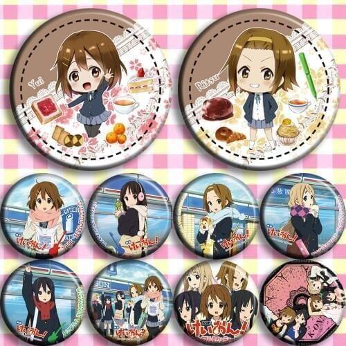 58mm badges K-ON Hirasawa Yui Akiyama Mio Kotobuki Tsumugi Brooch round icons Pins