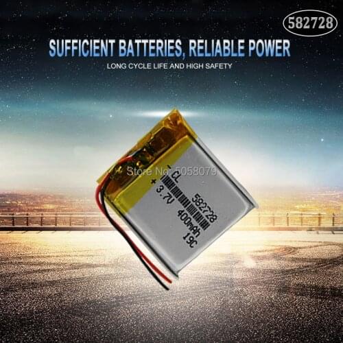 1pcs 3.7V 400mAh 582728 Rechargeable li-ion Lipo Batteries Lithium Li-Po Polymer Battery For Bluetooth speaker PDA notebook