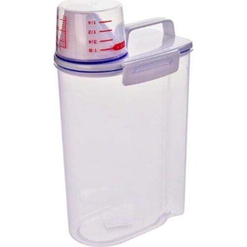 1 Pcs Portable Storage Box Suitable For Cereals And Oatmeal Storage Tank with Measuring Cup For Home Kitchen Storage Tool