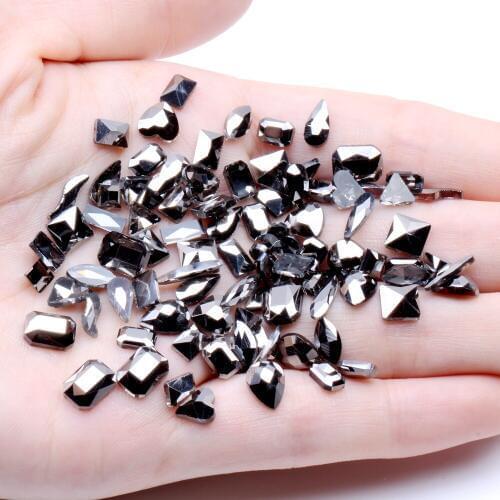20pcs Hematite Gray Multi-size optional Nail Rhinestones Glass Strass Nails Art Stones Bead Decal Accessories Garment Decoration
