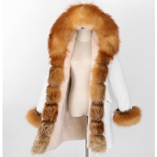 2020 New Real Fur Coat Women White Waterproof Plus Size Faux Fur LinerThick Warm Streetwear Long Winter Jacket