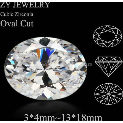 50pcs/lot 5A CZ Stone Oval shape White Cubic Zirconia 3*4mm~13*18mm Oval Cut Synthetic Gems For Jewelry