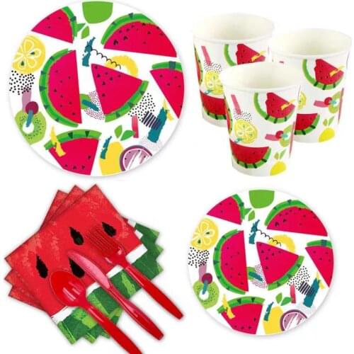 8 Guest Fruit Birthday Party Happy Birthday Party Tableware Watermelon Plate Hawaii Party Decor Cool Summer Theme Parti Supplies