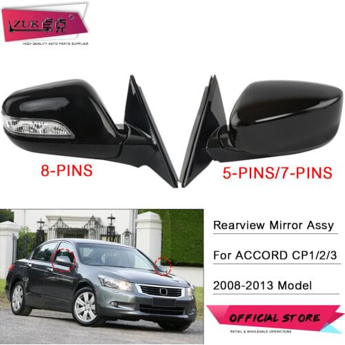 ZUK Auto Outer Rearview Side Mirror Assy For HONDA ACCORD 2008 2009 2010 2011 2012 2012 2013 5PINS 7PINS 8PINS Folding Heated