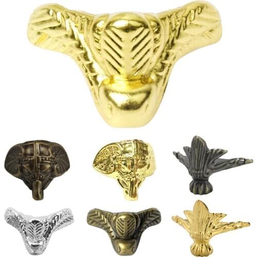 4 Pcs Antique Box Corner Protector Bronze Jewelry Chest Box Wooden Case Decorative Feet Leg Metal Corner Bracket Hardware