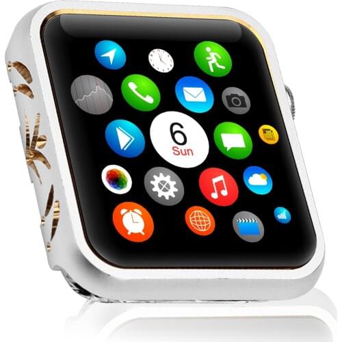 Aluminum alloy case Compatible with Apple watch 42mm 38mm Embroidered lace pattern watch case for iwatch 3 2 1 Protective shell