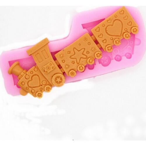 DIY pink Bake cake mould sugar cartoon small train silicon mold tool