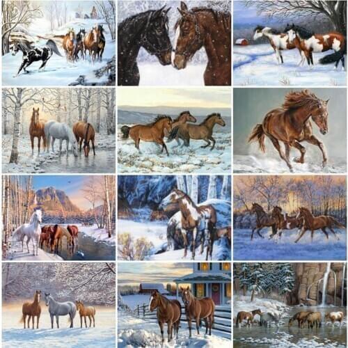 Evershine Diamond Painting Animal 5D DIY Cross Stitch Diamond Embroidery Horse Full Drill Rhinestones Art Winter Handmade Gift