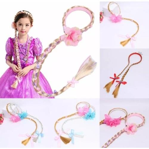 6 Styles Kids Girls Blonde Cosplay Weaving Braid Tangled Rapunzel Princess Headband Hair Accesorries Girl Wig Headwear
