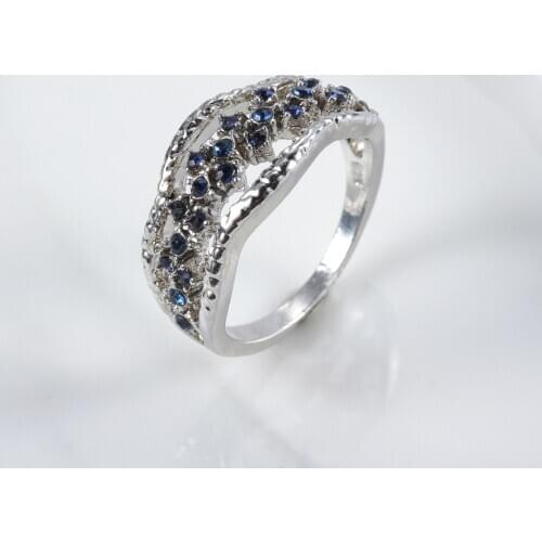 HPXmas ladies blue crystal ring multi-layer fashion wedding ring jewelry engagement temperament ring