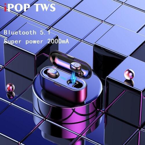 IPop F9TWS Bluetooth 5.0 Earphones Wireless Headphone 8D Stereo Sports Waterproof Earbuds Headsets With Mic