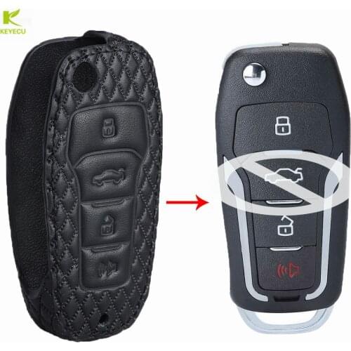 KEYECU Replacement Protective Leather Cover Case for Ford/Lincoln/Mercury CWTWB1U331 KEYDIY B12-4 Upgraded Flip KEY Remote Fob