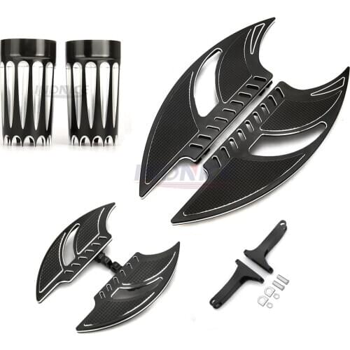 Driver Passenger Foot Pegs Floorboard Fork Slider Cover Fit For harley Touring street road glide king softail